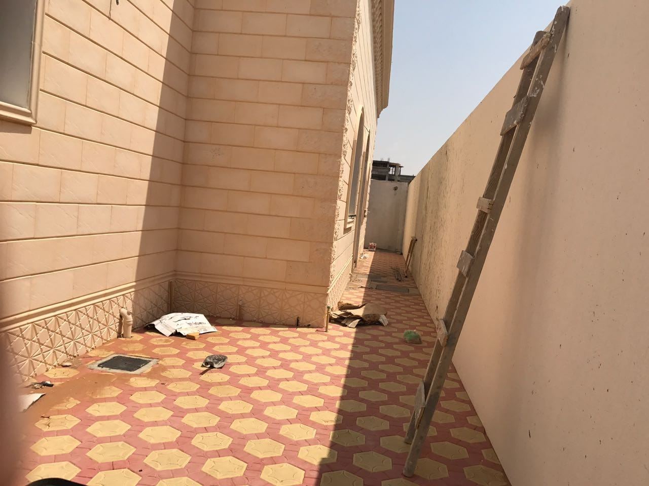 Decorative hexagonal paving